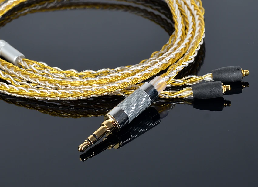OKCSC 8 Core MMCX Cable 7N Gold Silver Mixed