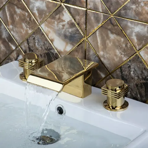Ouboni ванна кран Torneira водопад 3 шт. 2 рычаг золотой K1Z душ ванной бассейна раковины