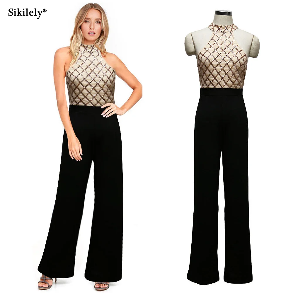 gold halter jumpsuit