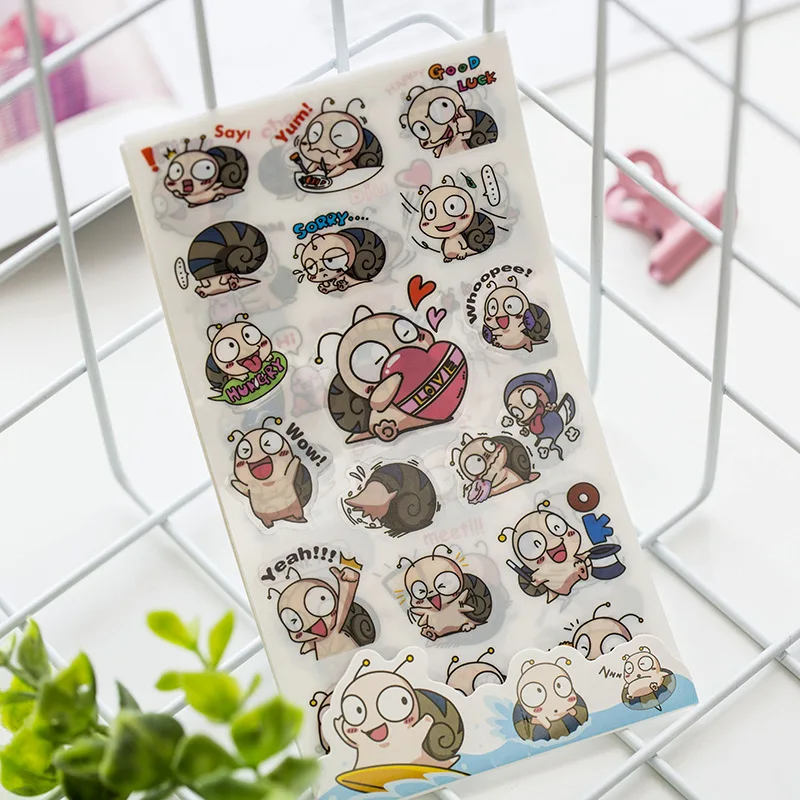6 листов Kawaii мультфильм улитка милые стационарные наклейки DIY дневник альбом