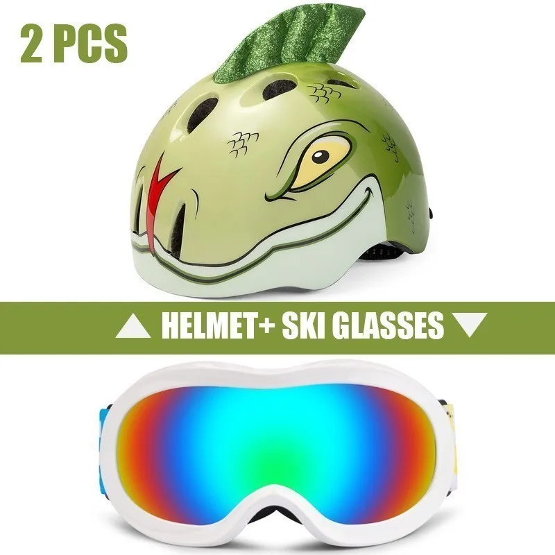 2 Pcs Ski Helmet Goggles Boys And Girls Snowboard Helmet Moto Snowmobile Skateboard Safety Helmet Mask Winter Skiing Goggles