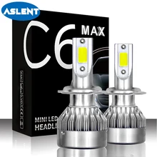 Aslent C6 MAX Мини H7 светодиодный H4 лампы H1 H3 H11 HB3 9005 HB4 9006 9012 автомобильных фар 72 Вт 8000lm 6000 К для авто противотуманных фар фары 12V