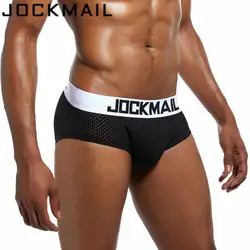 JOCKMAIL бренд сексуальная сетка Сексуальная! Мужское дышащее нижнее белье хлопок для мужчин трусики для женщин Слип Шорты Гей пенис чашки Slip