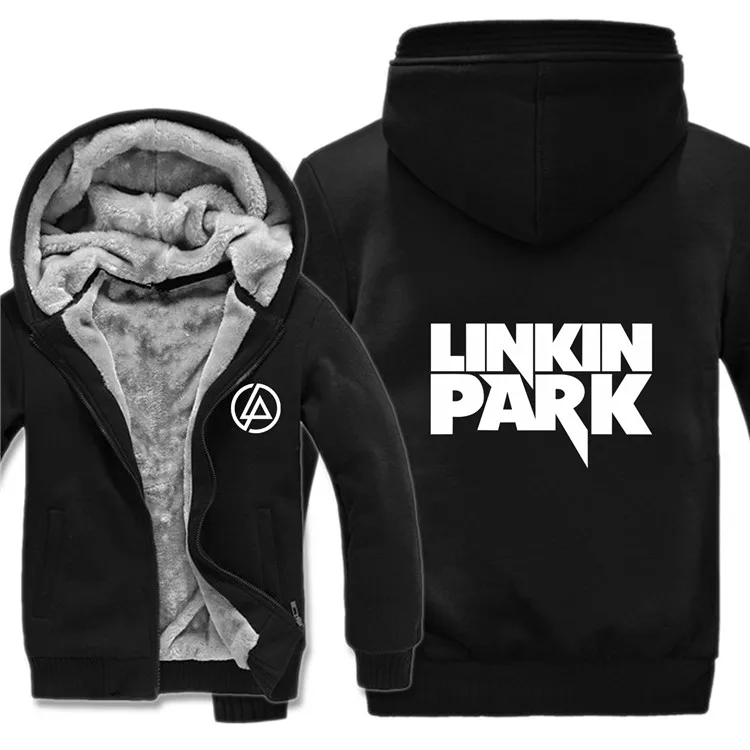 В стиле «хип-хоп» с изображением Линкин худи Куртка утепленная Мужской пуловер на молнии Зимняя одежда с ворсом с шерстяной подкладкой для музыкальных выступлений, для чтения рэпа Linkin Park Толстовка - Цвет: as picture