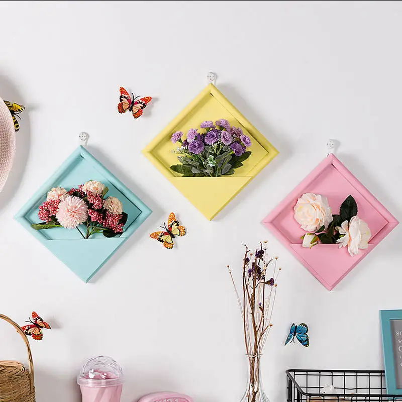 

Wall Wooden Box Artificial Flower Basket Hanging Decoration Creative Living Room Bedroom Hanging Ornaments Flower Photo Props