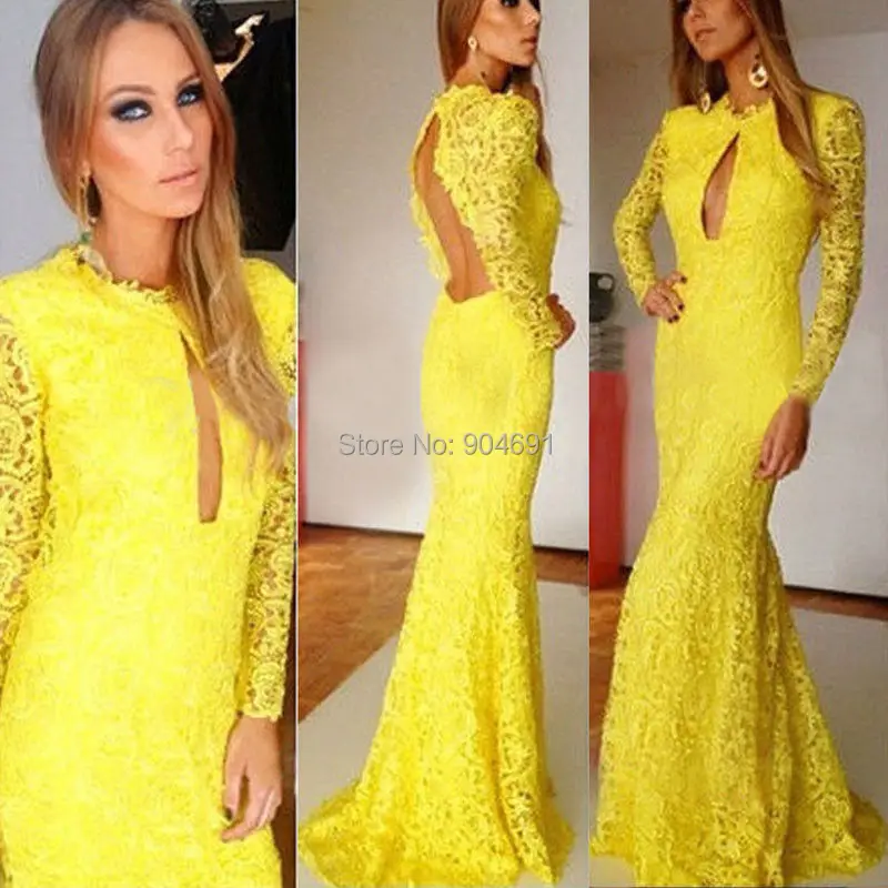 Sequin Yellow Prom Dress