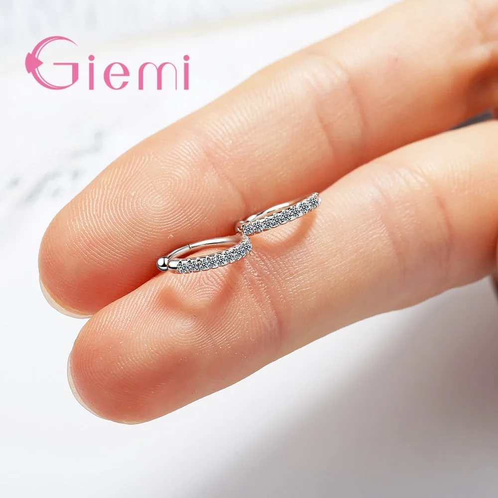 925 Sterling Silver Ear Clip Earrings Simple CZ Crystal Paved Circle Loop Design Cuff Jewelry for Wedding Engagement ear clip earrings clip earrings ear clip ear accessories
