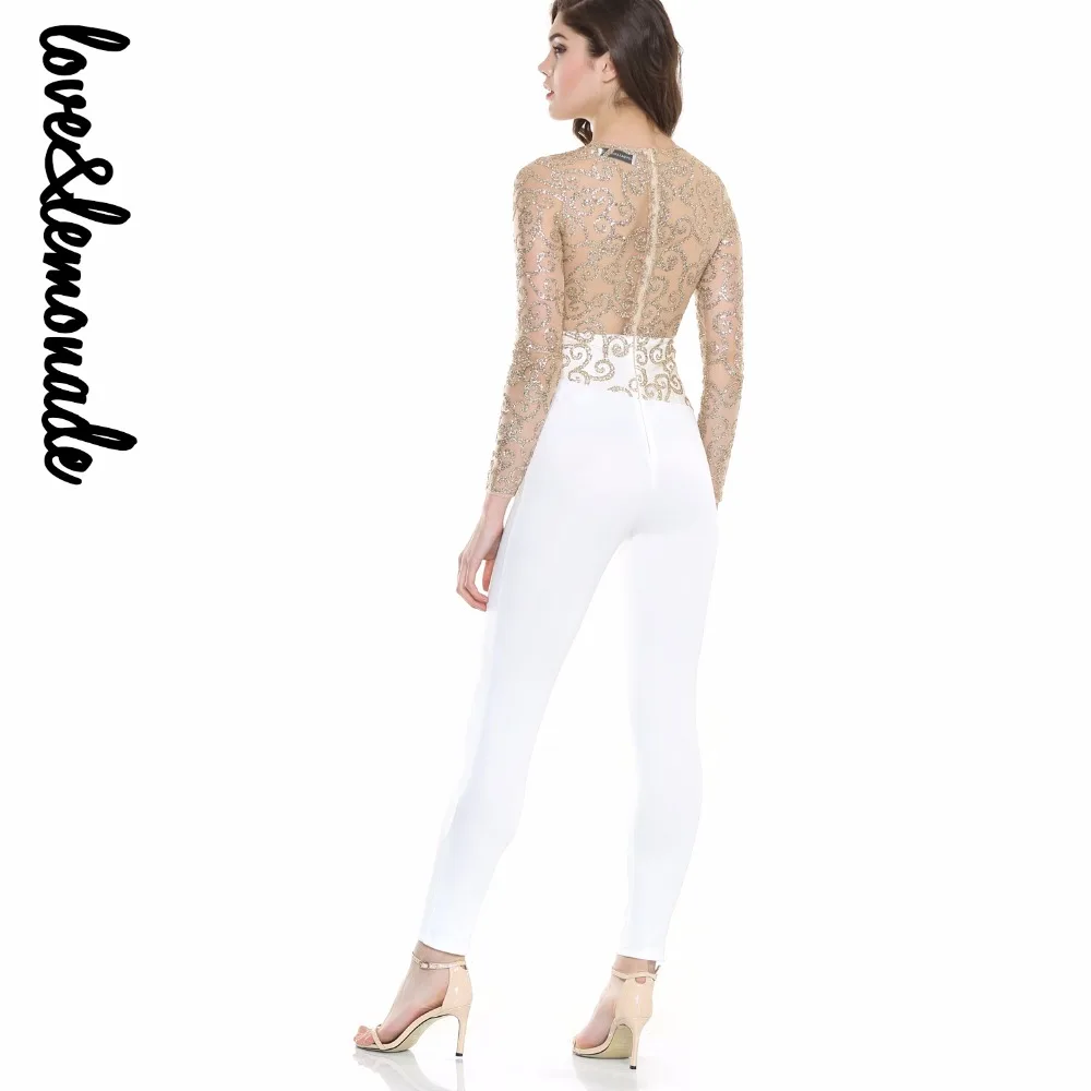 Комбинезоны с длинными рукавами и золотыми бусинами Love & Lemonade TB 10029|long sleeve jumpsuit|sleeve