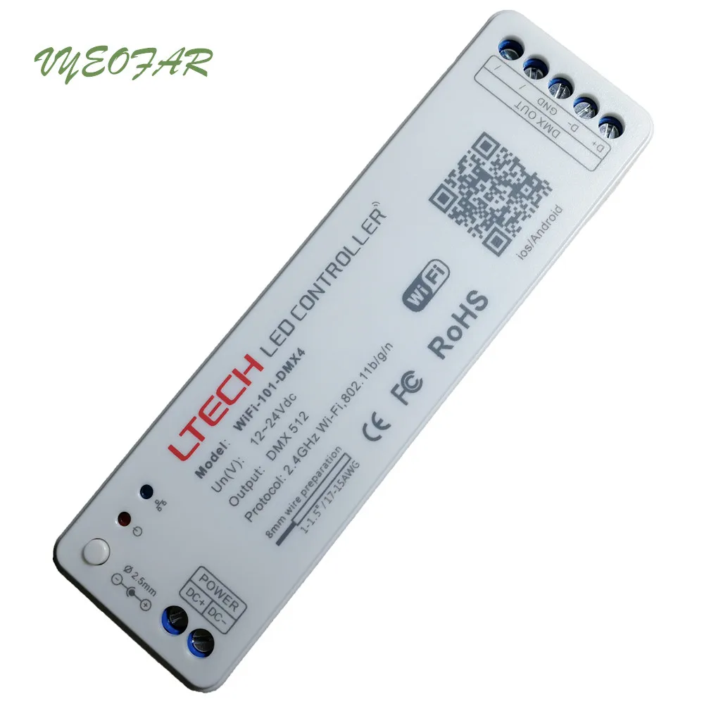 Светодиодный WiFi в DMX512 конвертер контроллер; DC12-24V вход; DMX512 выходной сигнал светодиодный RGB контроллер полосы Wifi-101-DMX4