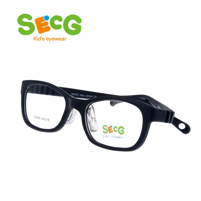 SECG, мягкая Ультралегкая детская оправа, носовые упоры, для студентов, для детей, оптическая оправа для очков, дальнозоркость, близорукость, очки, ремешок, резинка