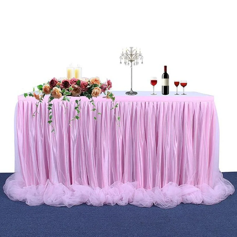 Маслостойкие большие тюлевые скатерти для стола на день рождения, свадьбу, праздничные вечерние юбки для стола