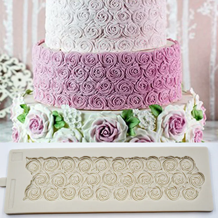 Billige 37*12cm Zucker Rose Form DIY Hochzeit Geburtstag Kuchen Form Fondant Formen Silikon Formen für 3D Handwerk Kuchen dekorieren Werkzeuge K192