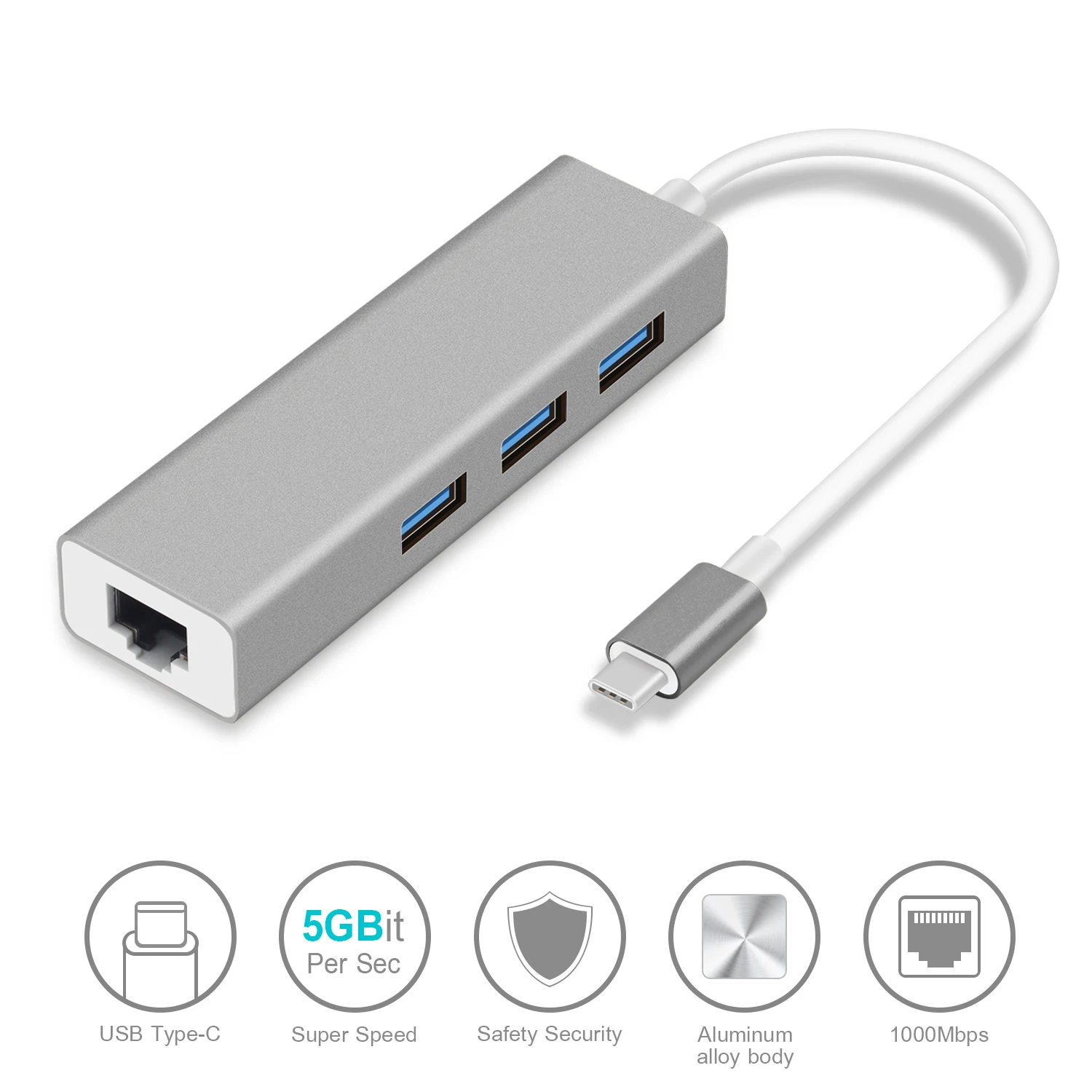 USB-C адаптер Ethernet 3 USB C концентратор для Ethernet RJ45 Lan адаптер Сетевая карта гигабит Интернет для Macbook Pro Air type C концентратор