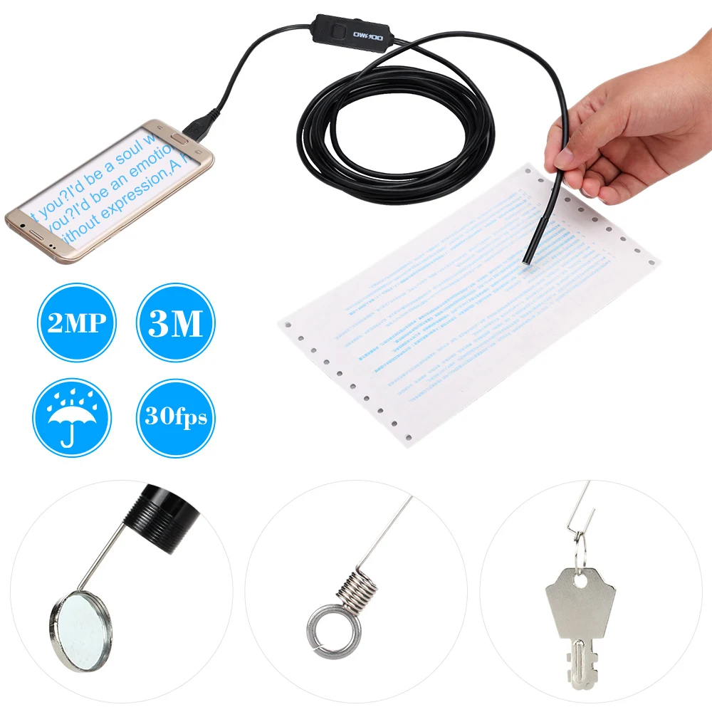 

2.0 Megapixels 8 LEDS 8MM 720P Waterproof Inspection Borescope USB Wire Snake Tube Endoscope Camera Compatible Android Phones