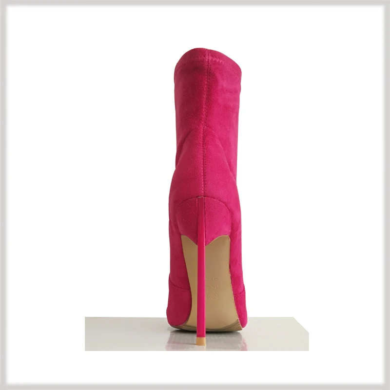 Г. Зимние женские ботинки из флока на тонком высоком каблуке с мехом, модные пикантные ботильоны женская обувь на высоком каблуке 10 см/12 см