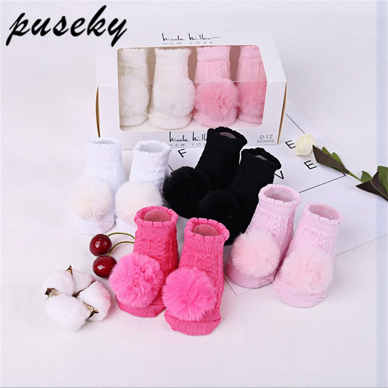 Newborn baby pom pom socks Baby Winter Kids Gift Socks Set Anti Slip with Pompom Antislip Socks for Young Baby Child Kids| | - AliExpress