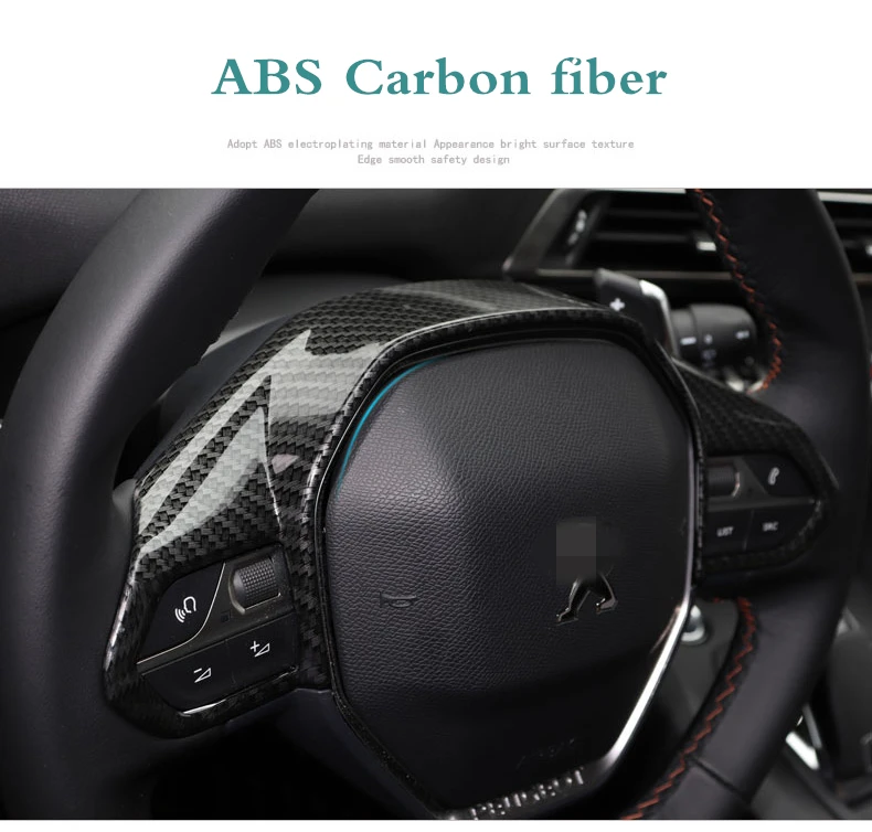 Для peugeot 5008 3008 GT автомобиль ABS углеродное волокно рулевое колесо крышка декоративная рамка наклейки с блестками модифицированные