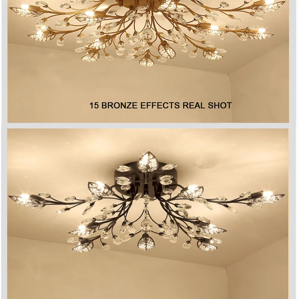Modern Nordic K9 Crystal LED Ceiling Lights Fixture Gold Black Home Lamps for Living Room Bedroom Kitchen Bathroom13