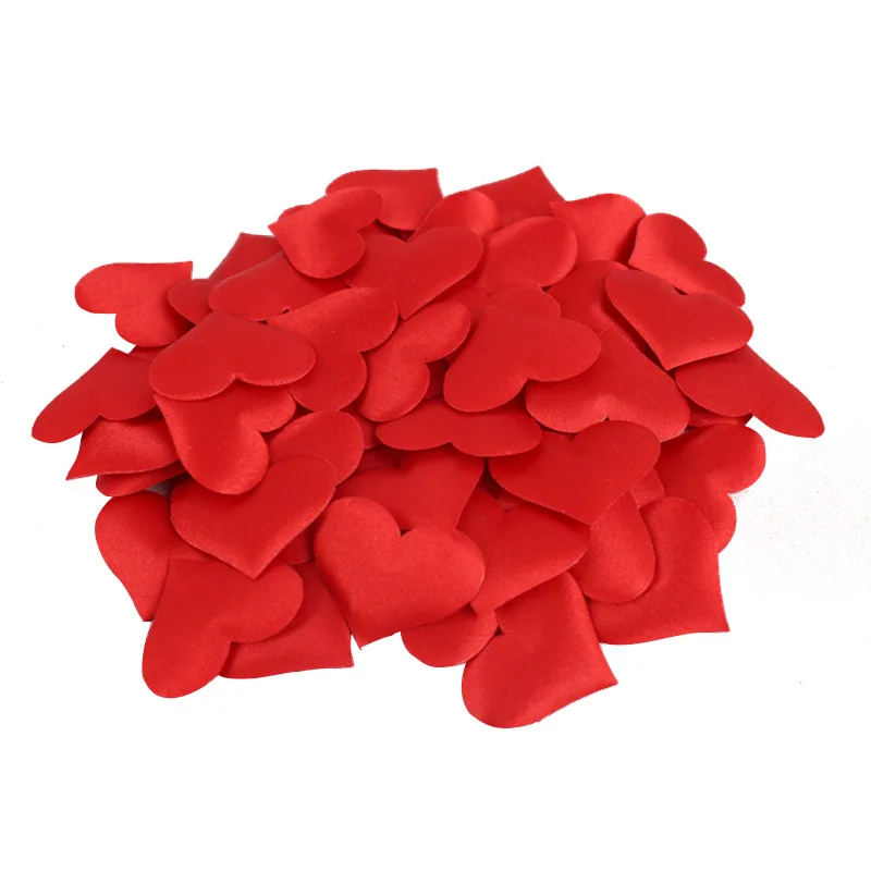 100 шт 35 мм романтическая губка атласная ткань лепестки в форме сердца свадебные конфетти стол кровать лепестки в форме сердца Свадебные Валентина украшения - Цвет: red