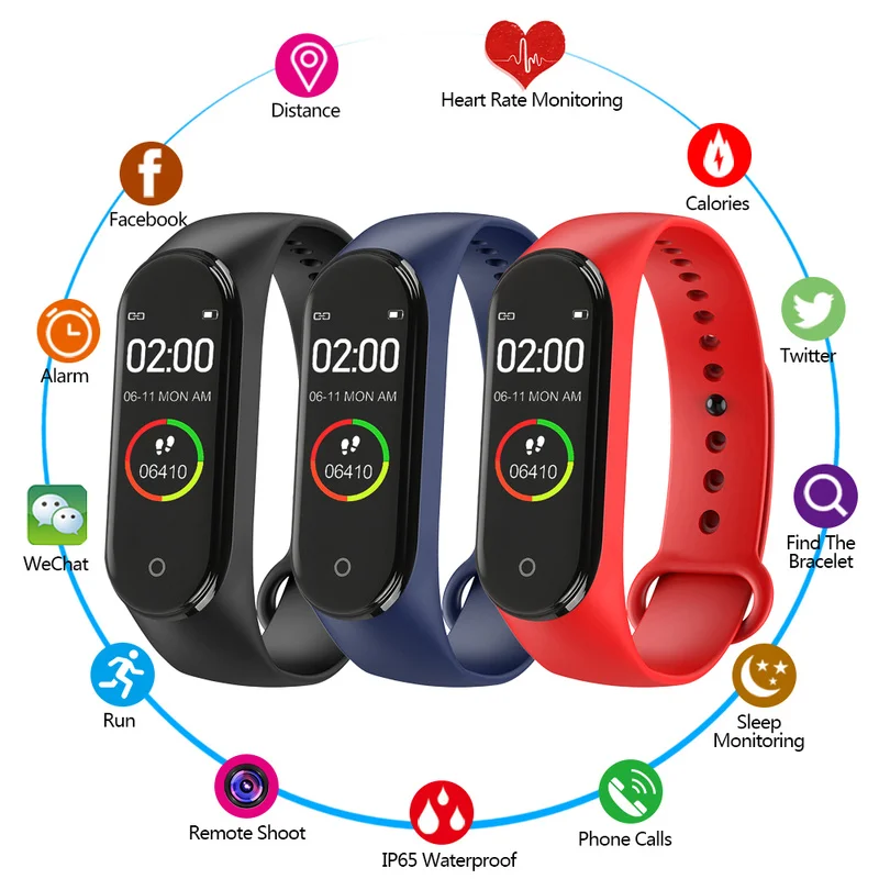 

M4 Smart Band Wristband Heart Rate/Blood/Pressure/Heart Rate Monitor/Pedometer Sports Bracelet Better Than M3 Fitness Bracelet
