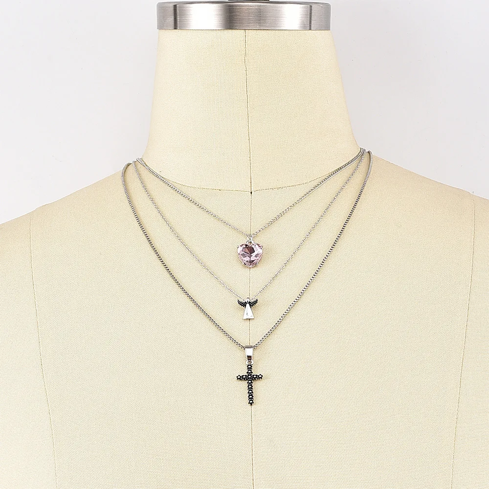 Мода Циркон крест кулон многослойное женское ожерелье Новые летние пляжные морские аксессуары подарок оптом