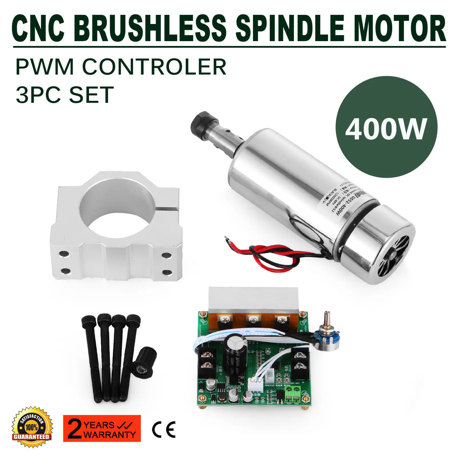 

CNC Spindle Motor 400W ER11 & Mach3 PWM speed controller + Mount Engraving Kit