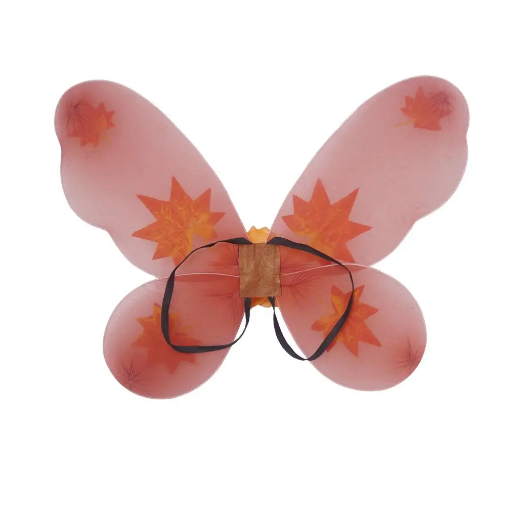2pcs/Set Butterfly Fairy Wings for Girl Kids Tulle Dress Halloween Fancy Princess Dancing Costume Orange