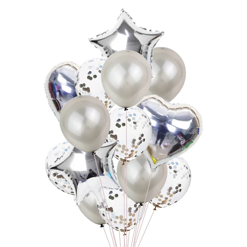 12 дюймов Латекс 18 дюймов много воздушных шаров С Днем Рождения Декоративные гелиевые шарики свадебный фестиваль конфетти балон вечерние принадлежности - Цвет: Silver