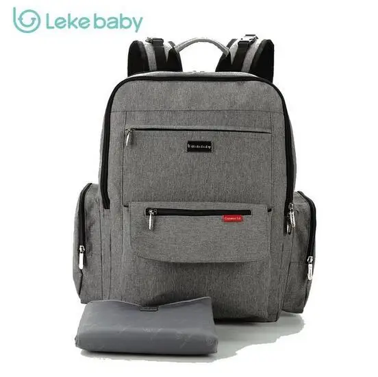 

Lekebaby Extra Large Nappy Changing Bag Backpack with Nappy Changing Pad Can be used as Laptop Backpack ,Grey