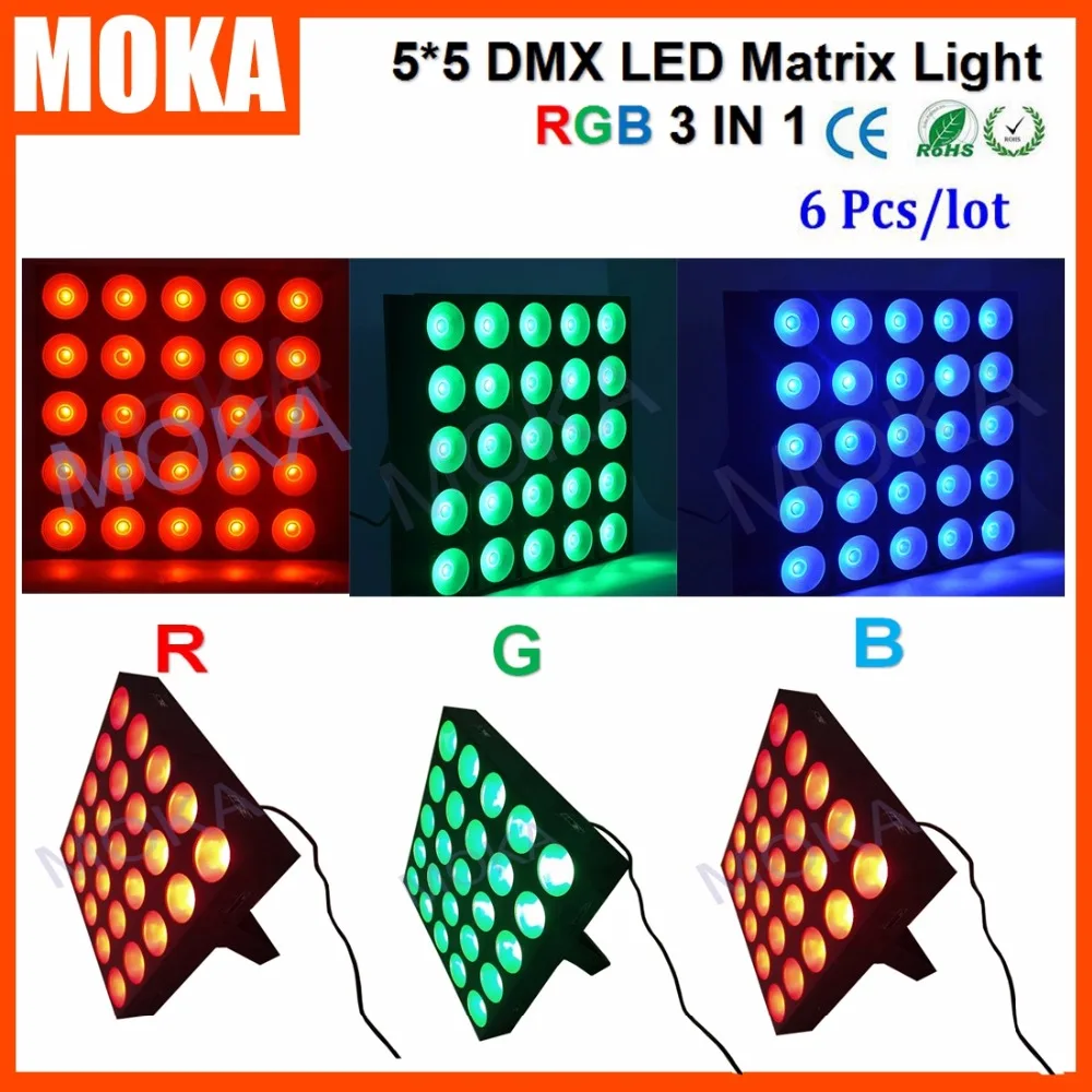 

6PCS/LOT 25 Heads Matrix 5*5 Light 25*30W Led DMX 512 RGB Stage Bar Blinder Light for Concert Music Big Event