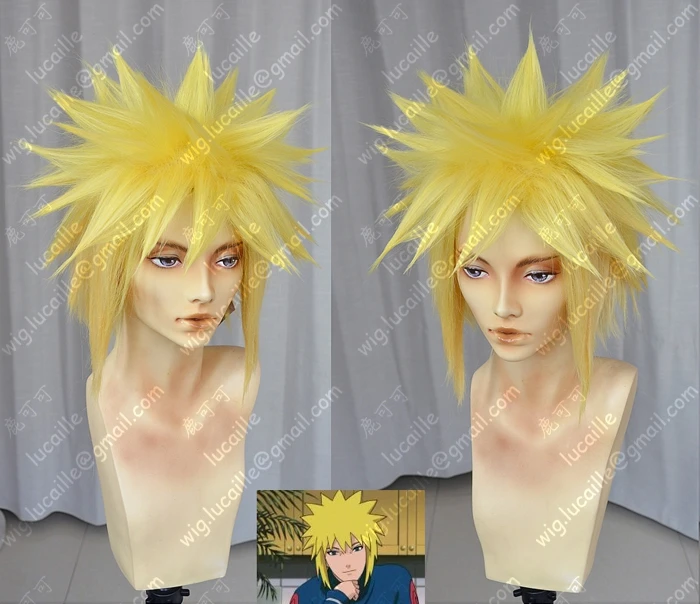 

Anime NARUTO Namikaze Minato Lemon Yellow Synthetic Hair Cosplay Costume Wig + Wig Cap