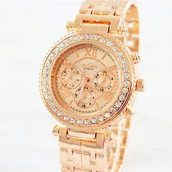 CONTENA бренд Мода розовое золото браслет часы для женщин часы Роскошные со стразами полный сталь кварцевые часы час relogio feminino