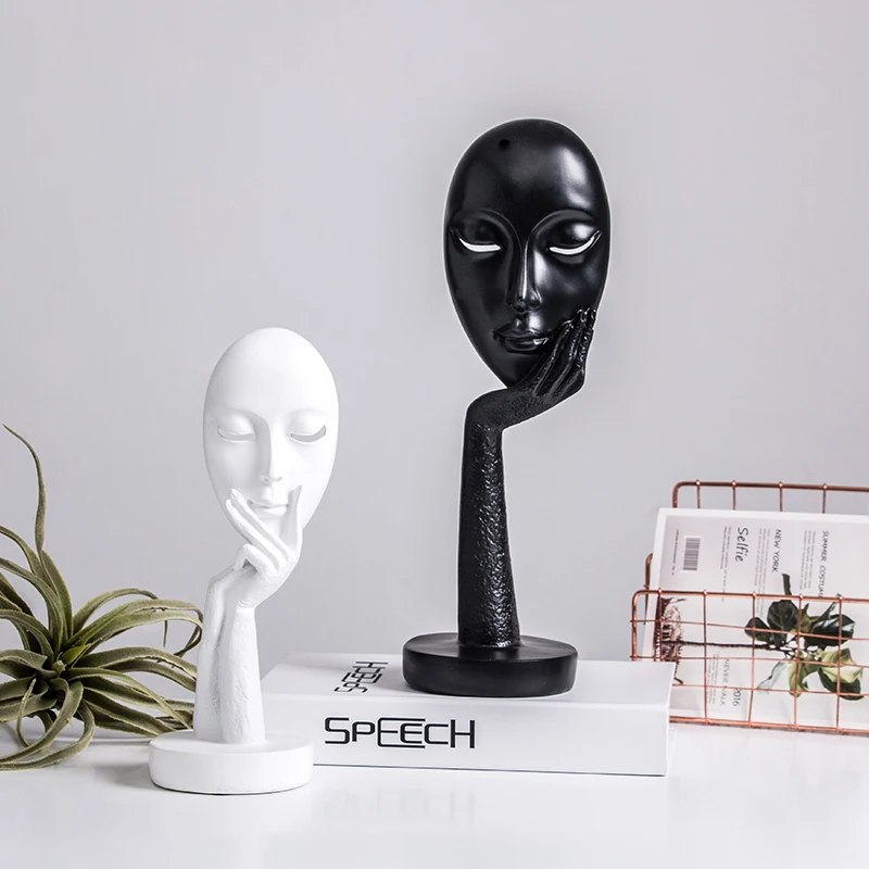 

Resin Hand-held Mask Abstract Character Home Decoration Living Room Office Study Cafe Art Model Desktop Crafts Christmas Gift