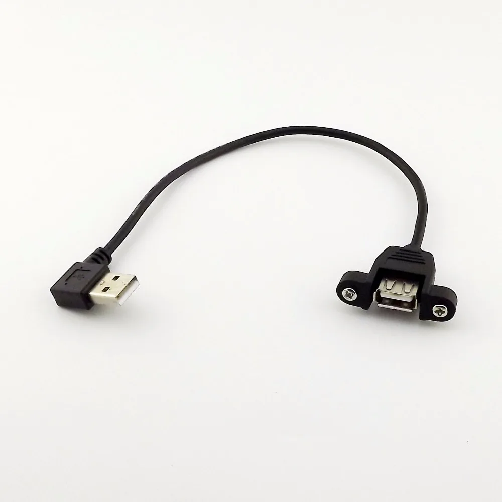 1 шт. USB 2,0 A Женское крепление на панель к USB A штекер левый угловой удлинитель 25 см