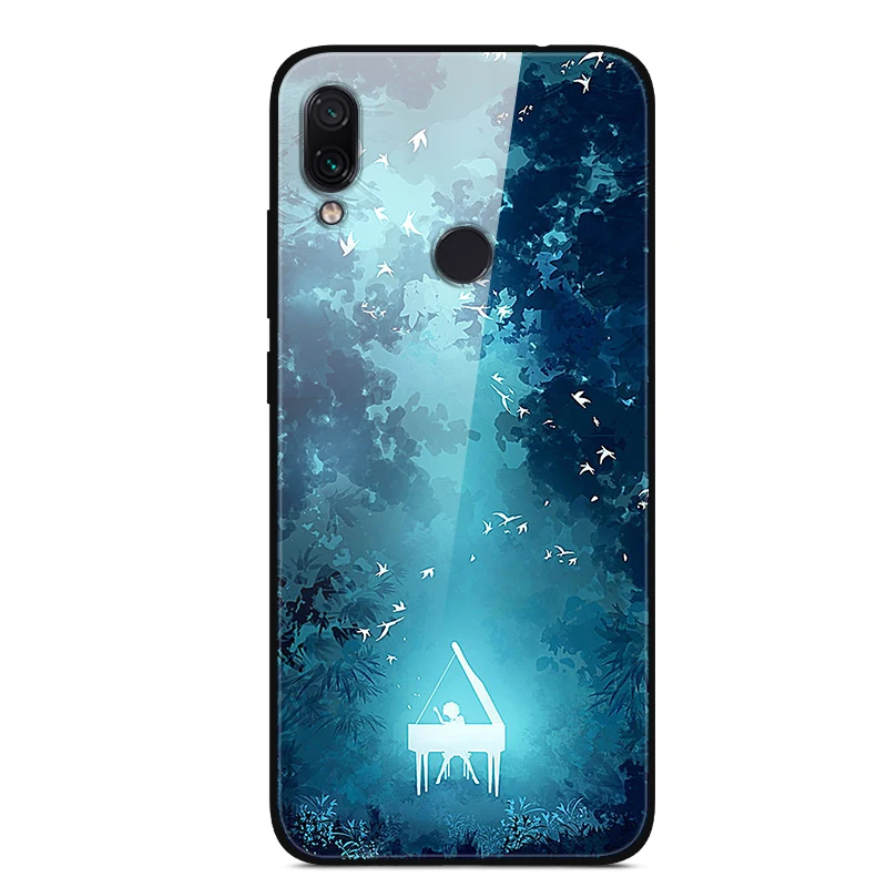 Для Xiaomi Redmi 7 Чехол с милым рисунком из закаленного стекла, Жесткий Чехол для Xiaomi Redmi 7 чехол 6,2", бампер для телефона, fundas Redmi7