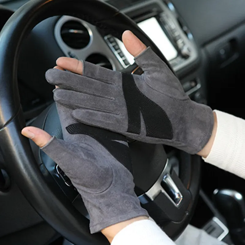 2019 Autumn Winter New Thickening Half Finger Gloves Imitation Suede Unisex Exposed Two Fingers Non-Slip Driving Gloves SZ043 2019 Autumn Winter New Thickening Half Finger Gloves Imitation Suede Unisex Exposed Two Fingers Non-Slip Driving Gloves SZ043