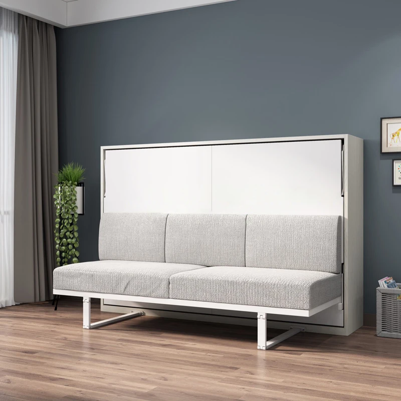 MANBAS Electric Sofa Murphy Bed, Fabric Sofa Foldable Wall Bed, Home Bedroom Queen Camas Rectangle Lit 2 Personnes and Mattress