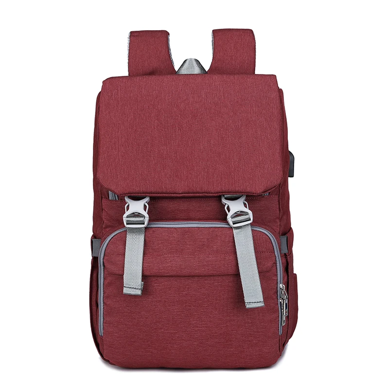 USB сумка для подгузников, рюкзак для ухода за ребенком для мамы, мокрая сумка для беременных, водонепроницаемая сумка для младенцев, сумка для пеленания - Цвет: Wine Red
