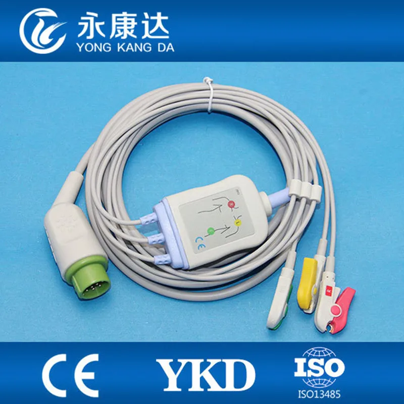 Бесплатная доставка слитный ЭКГ кабель Kontron 3 контактный зажим 12 IEC|cable 12|cable pincable ecg