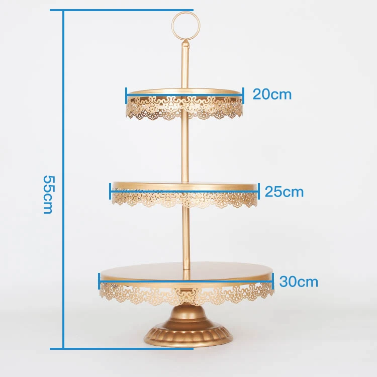 Tobs золотой свадебный торт стенд набор с кружевным краем инструменты печенье платформа отображения для вечерние украшения подставка для торта - Цвет: 3layerHOU