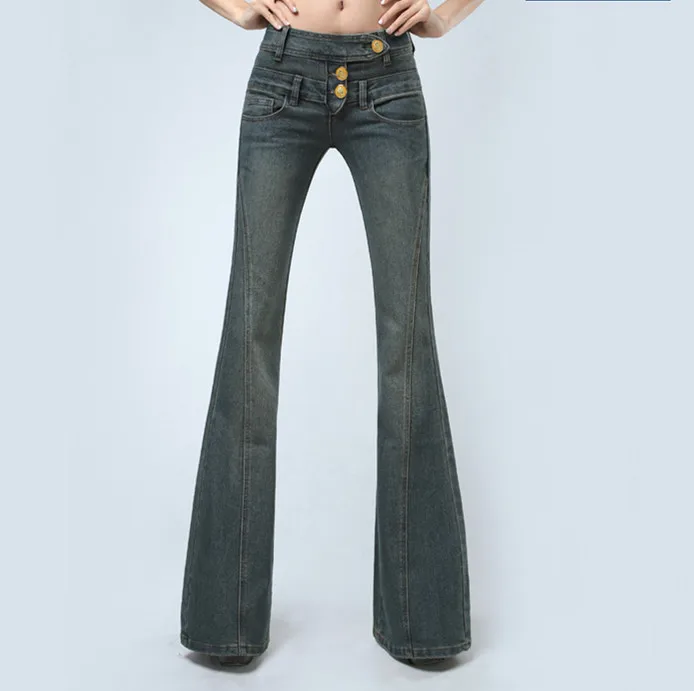 Black Embroidery Jeans Mid Waist Ripped Slim Skinny Jeans