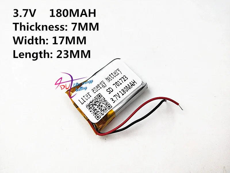 

Liter energy battery 3.7V 701723 180MAH lithium polymer battery MP3 MP4 recorder Rechargeable batteries