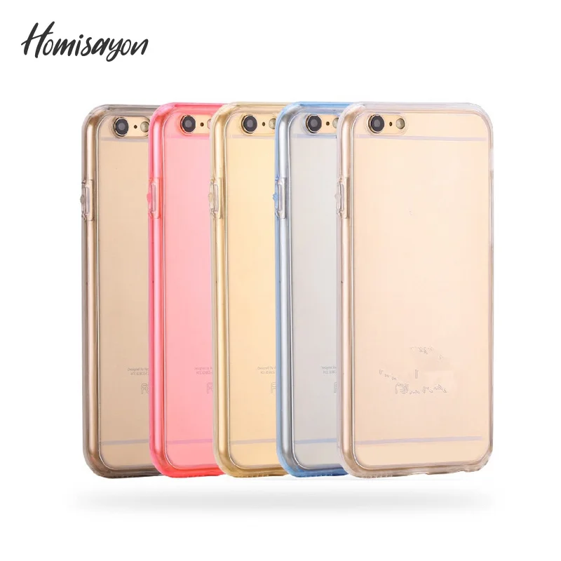

HOMISAYON Soft 360 Full Colorful Transparent Phone Case Cover for iPhone 6 6S Plus Soft TPU Clear Cover For iPhone X 8 7 Plus