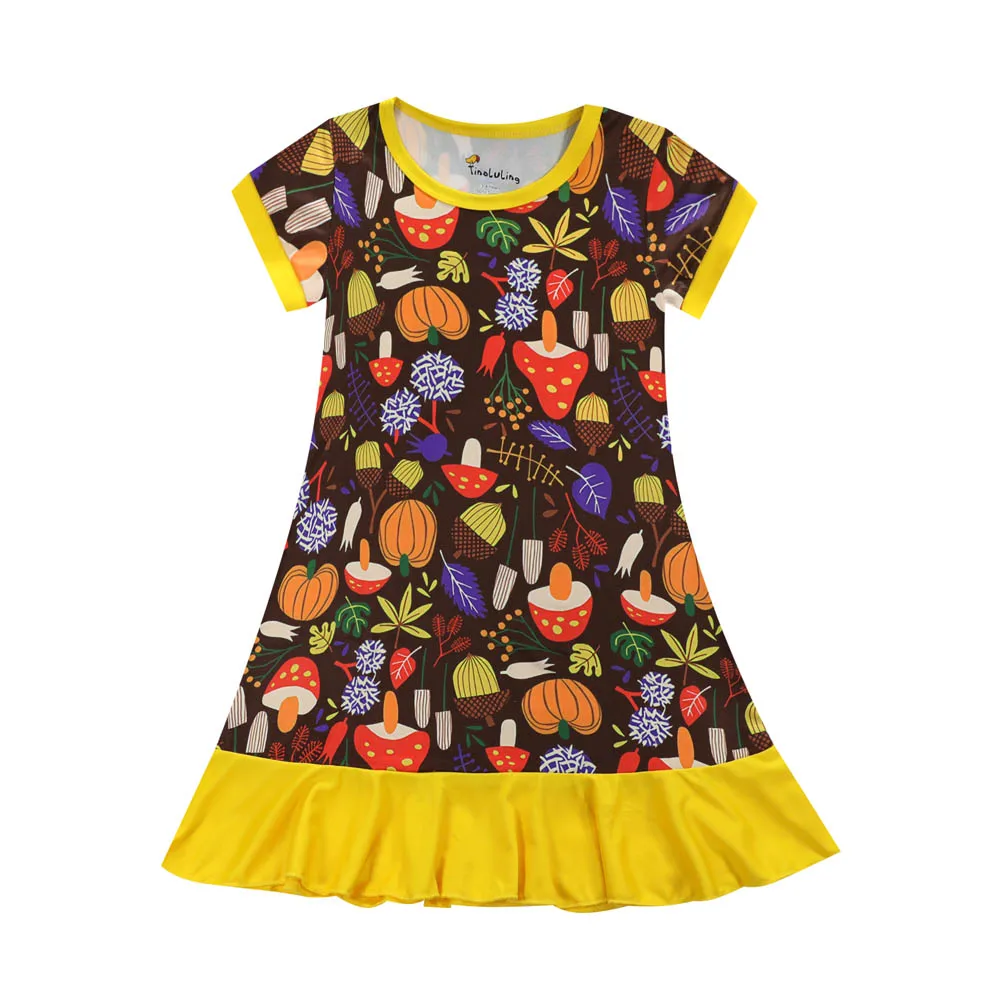 Новое Летнее Детское ночное платье с короткими рукавами и принтом из мультфильма детские пижамы платье для сна для девочек Enfants ночное белье