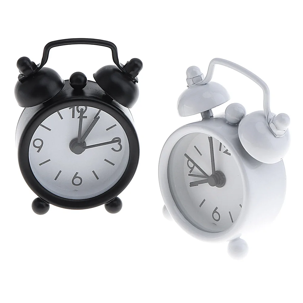 

40mm Mini Home Outdoor Portable Cute Metal Small Round Desk Alarm Clock with Button Battery