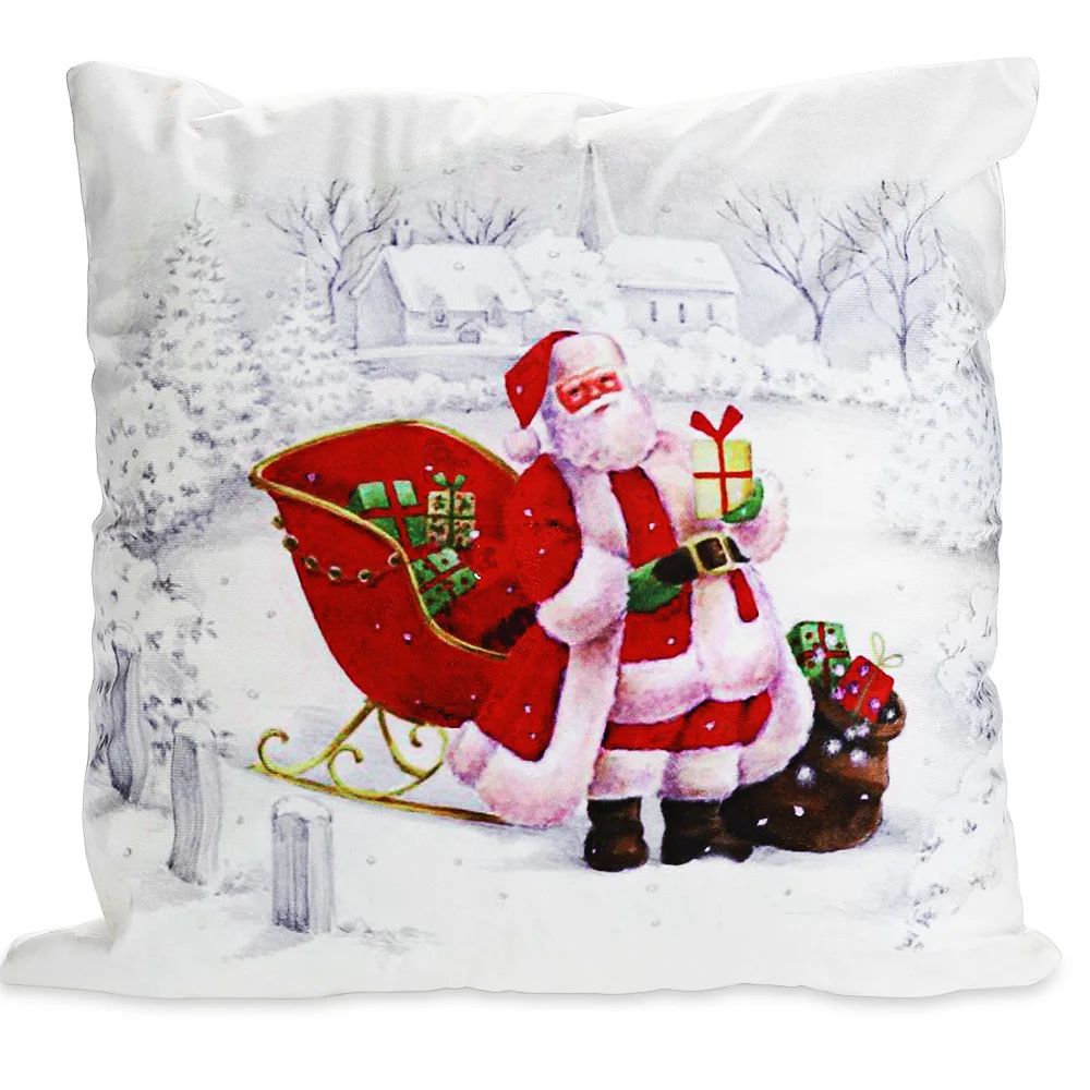 Printed Pillowcase Soft Christmas Present Santa Claus Pattern Pillow
