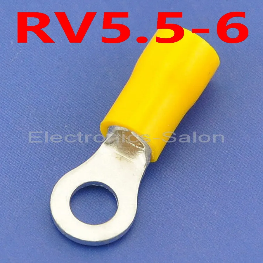 (10 шт./лот) обжимной провод разъем 12 ~ 10AWG 1/4 48AMP желтый кольцевой терминал RV5.5 6|ring