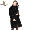 New 2022 Winter Real Rabbit Fur Coat Stand Collar Thick Soft Warm Natural Fur Long Jacket Women Outwear Full Pelt Fur Coats ► Photo 3/6