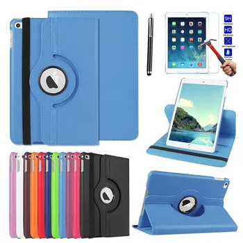 

XSKEMP 360 Rotating Folio PU Leather Smart Tablet Stand Case Cover For iPad mini 5 7.9 A2133 A2124 A2126 A2125 + Tempered Glass