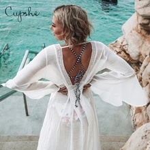 CUPSHE Sexy Ladies Women Solid White Bikini Cover up Open Back Beach Dress Swimwear Beach Bathing Summer Swimsuit Tunic Kimono CUPSHE Sexy Ladies Women Solid White Bikini Cover up Open Back Beach Dress Swimwear Beach Bathing Summer Swimsuit Tunic Kimono